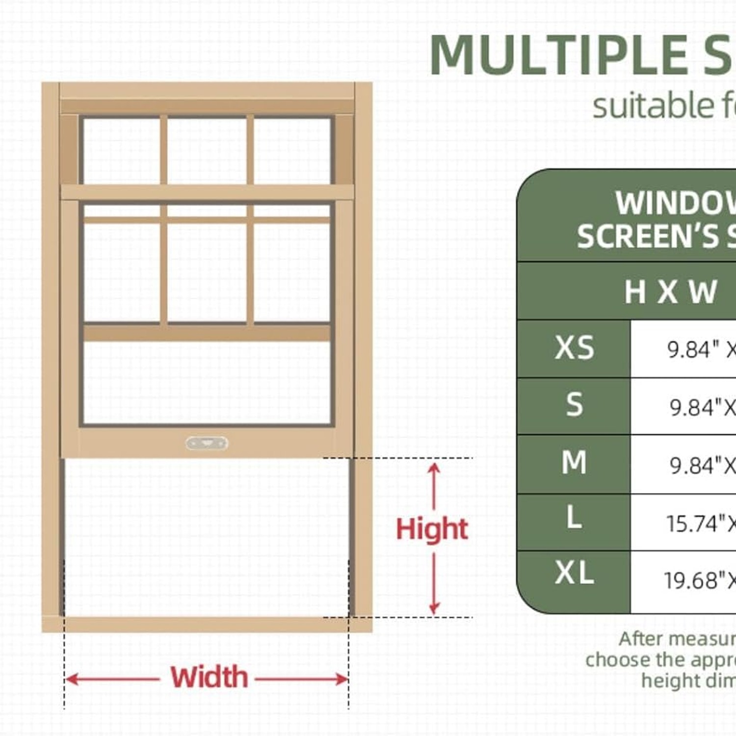 Adjustable Sliding Window Screen, 20 Inch High, Expands 28 to 52 Inches, detail view