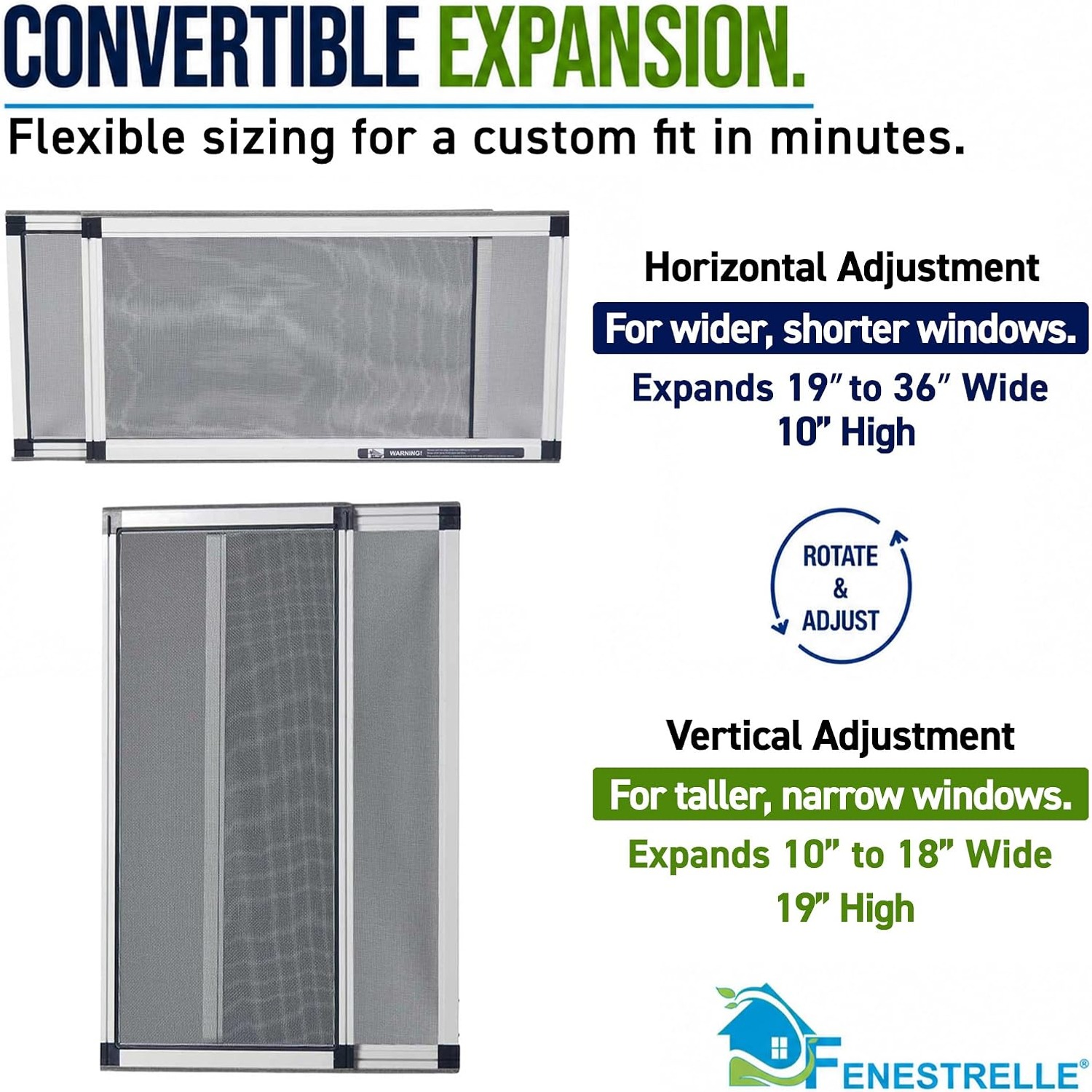 Expandable Window Screen 10 Inch, 2 Pack, detail view